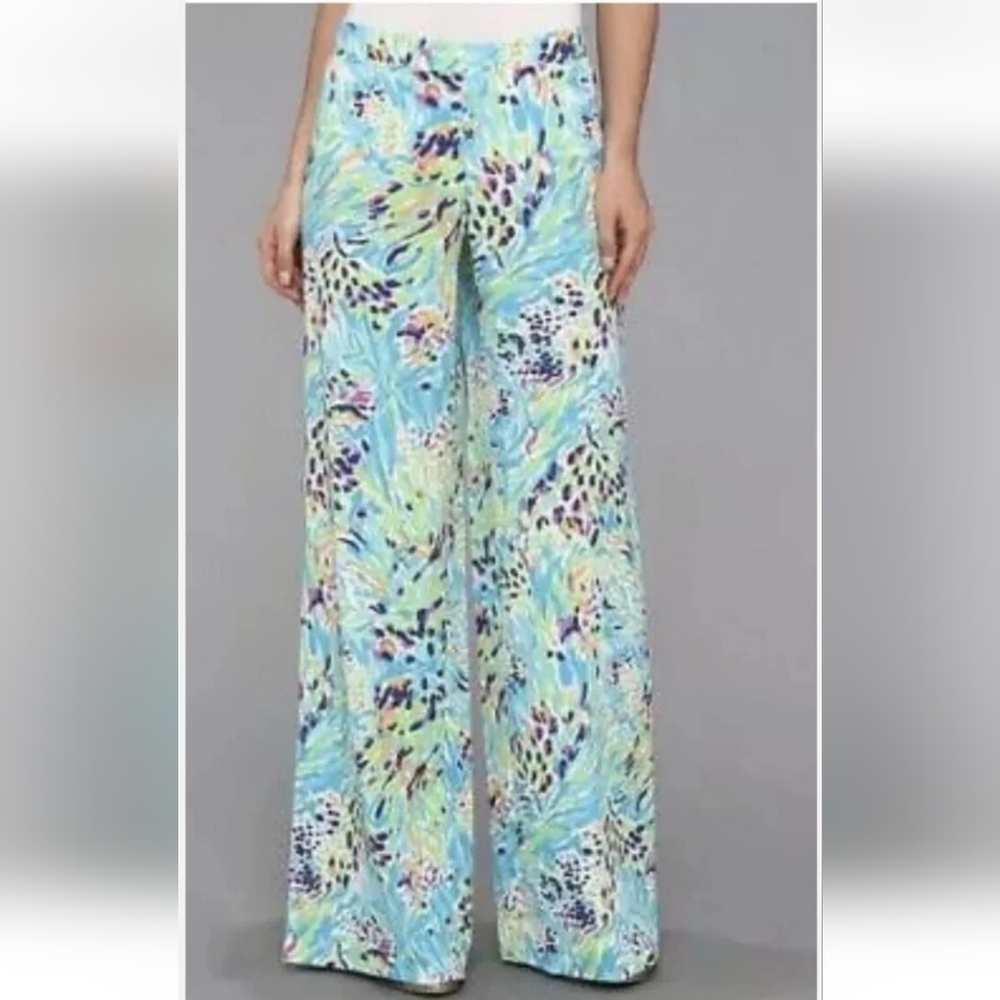 Lilly Pulitzer Middleton Sea Soiree Palazzo Pants Size Small Wide Leg XS